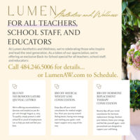 Lumen Aesthetics Back to School Special for all Teachers, School Staff, and Educators